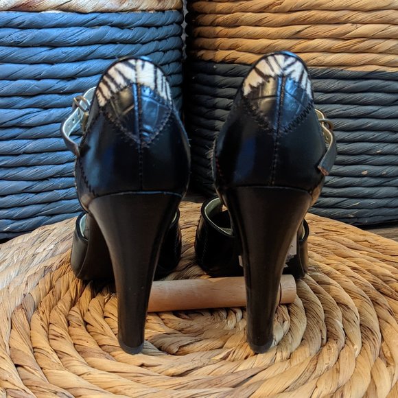 EUC (W6.5) - CHINESE LAUNDRY Zebra Patchwork Peeptoe Mary Jane - Picture 4 of 7